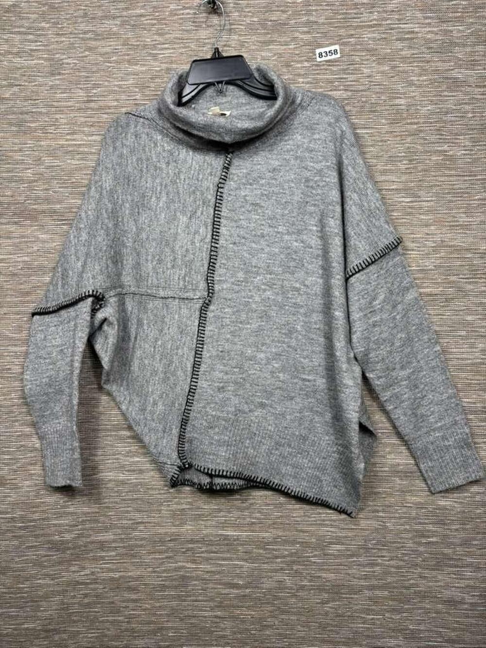 Elam Sweater Womens M Gray Asymmetrical Cowl Neck Dolman Sleeve Knit Pullover
